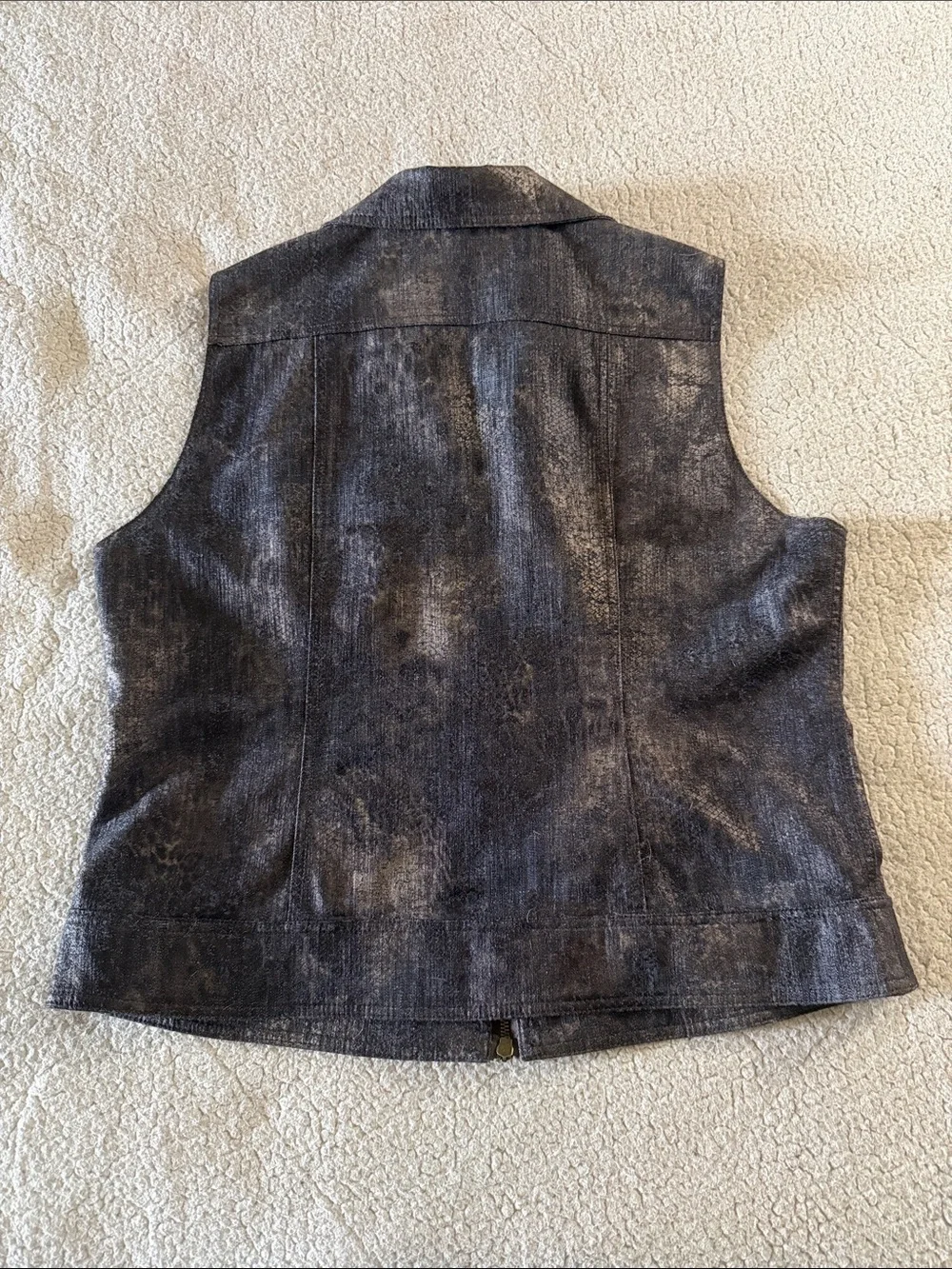 Multiples Metallic Charcoal Zip-Front Vest Size Xl